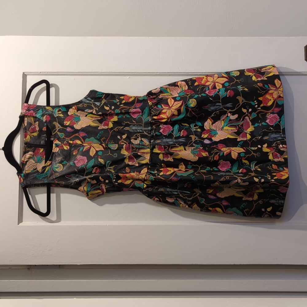 Topshop painted leather foxes dress